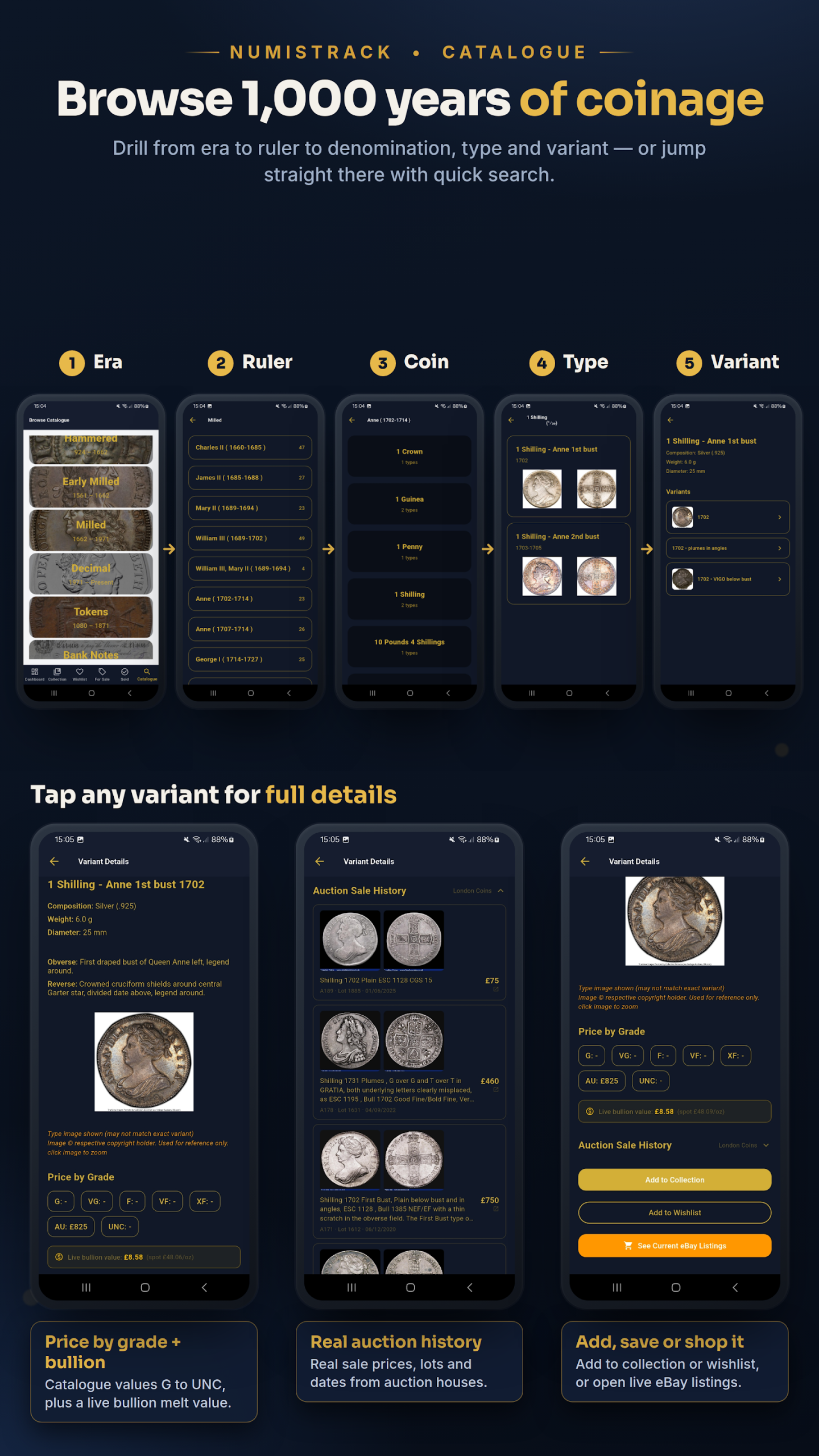 NumisTrack coin catalogue and database
