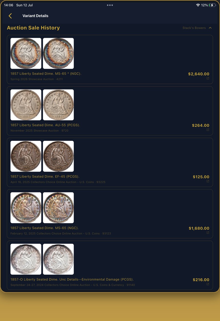 NumisTrack auction sale history